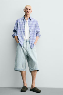 JORTS DENIM BAGGY FIT BORDADOS / Azul claro - Zara фото 5