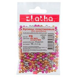 Бусина Zlatka MIX пластик PB 4 мм 10 х 10 г 0.2 г №03 ассорти