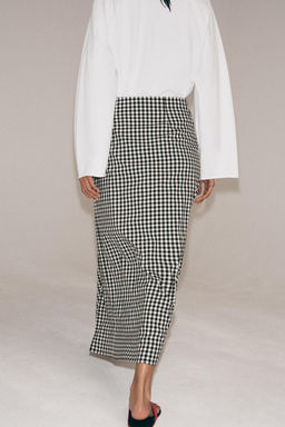 DRAPED GINGHAM SKIRT - Zara фото 12