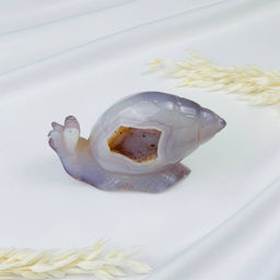 Улитка резная из Агата серого с жеодой