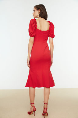 TRENDYOLMILLA Bridal Ekru Dokuma Abiye Gece Elbise TPRSS21EL0053  фото 5