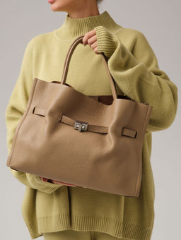 Кожаная сумка Deboro 31195 бежевый карандаш