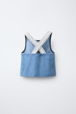 TOP DENIM PUNTO CROCHET / Azul - Zara фото 2