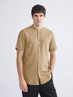 Regular Fit Hakim Yaka K?sa Kollu Poplin G?mlek