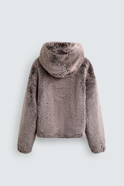 FAUX FUR HOODIE JACKET - Zara фото 9