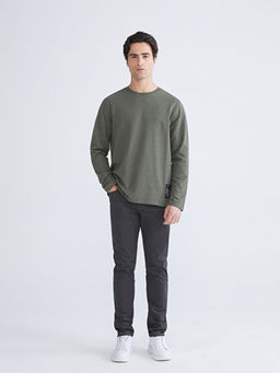 Bisiklet Yaka Uzun Kollu Bask?l? Erkek Ti??rt