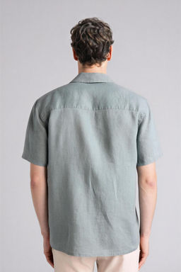 %100 Keten Regular F_t Polo Yaka Keten K_sa Kollu G_mlek - Defacto фото 6