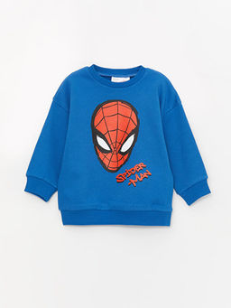 Bisiklet Yaka Uzun Kollu Spiderman Bask?l? Erkek Bebek Sweatshirt