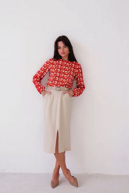 Блуза прямого силуэта с вырезом лодочка - Martichelli фото 9