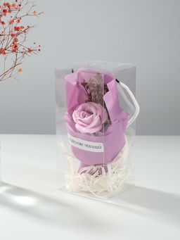 Букет из мыльных лепестков для ванны Роза подарочная в коробке, фиолетовый, 8.6?8.6?18.5 см