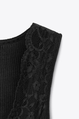 LACE RIBBED T-SHIRT - Zara фото 13