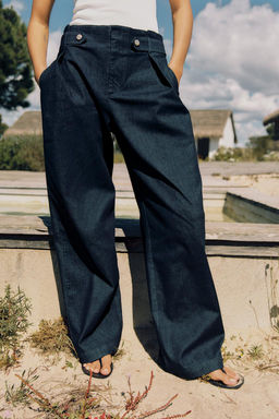 WIDE-LEG PAPERBAG TROUSERS - Zara фото 2