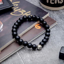 Цена за 2 шт. Браслет унисекс «Гранд», матовые бусины, d=6 см, чёрный