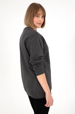 Erkek Bisiklet Yaka Antrasit Basic _ardonlu Sweatshirt