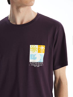 Bisiklet Yaka K?sa Kollu Bask?l? Penye Erkek Ti??rt