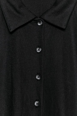 CAMISETA PLIEGUES BOTONES / Negro - Zara фото 7