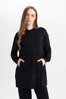 Туника стандартного кроя с круглым вырезом и длинными рукавами - Defacto фото 5