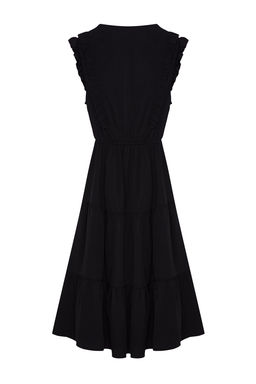 TRENDYOLMILLA Siyah Duz Midi Skater Form F?rf?r Detayl? Dokuma Elbise TWOSS24EL01073  фото 14