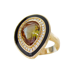 Комплект Султан-26, султанит, покрытие под золото, размеры кольца: 17, 18, 19, 20 - Agat77 фото 2