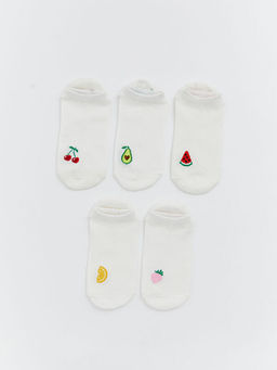 Meyve Bask?l? Kad?n Patik ?orap 5li