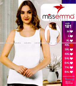 Цена за 1 шт. Майки женские Miss Emma Турция однотонные арт.121 БЕЛЫЕ