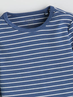 Bisiklet Yaka Uzun Kollu ?izgili Erkek Bebek Pijama Tak?m?