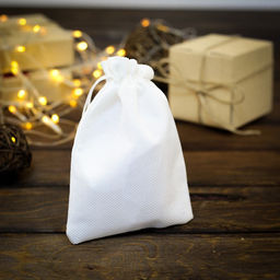 Цена за 5 шт. Мешочек подарочный из холщи, белый, 13 х 18 см