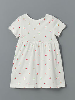 Bisiklet Yaka Kiraz Bask?l? K?z ?ocuk Elbise