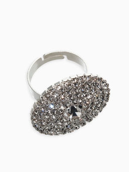 Кольцо «Лёд» круг, цвет белый в серебре, безразмерное