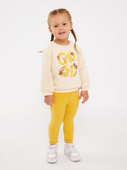 Bisiklet Yaka Uzun Kollu Bask?l? K?z Bebek Sweatshirt ve Tayt 2li Tak?m - Waikiki фото 2