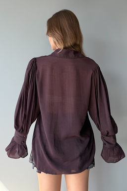 Bordo Baglama Detayl? Hafif Transparan Yumusak Hisli Boho Gomlek TWOAW26GO00111 - Trendyolmilla фото 5