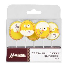 Свеча на шпажке Цыпленок, 5 шт