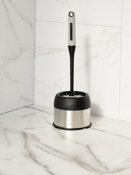 Щетка для унитаза с подставкой черный ПП+ТПР+нержавеющая сталь