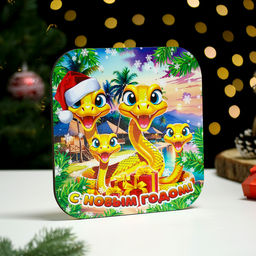 Цена за 2 шт. Подставка под горячее Дарим Красиво «Символ года. С новым годом», 19×19 см, дерево, разноцветная