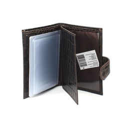 Обложка для авто+паспорт-Croco-ВП-1032 (с хляст, 5 внут карм, двойн стенка) натуральная кожа коричнневый крокодил (238) 265284  фото 3