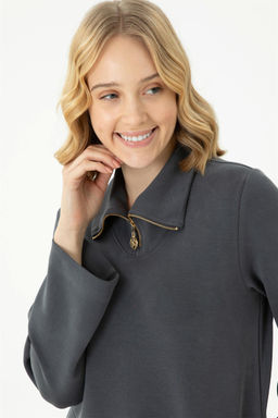 Женское трикотажное платье антрацитового цвета Неожиданная скидка в корзине - U.s. polo assn фото 4