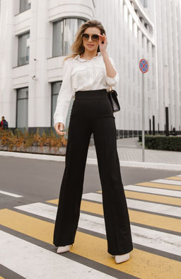 Брюки-палаццо с завышенной талией черный