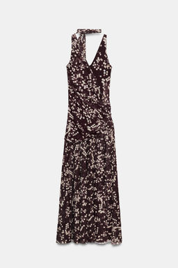 VESTIDO LARGO TUL LUNARES / Marr?n / Crudo - Zara фото 8