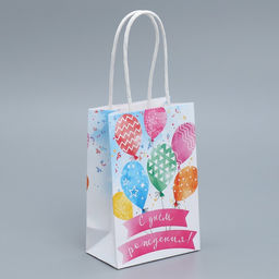 Пакет крафтовый День рождения, 15 10 6 см