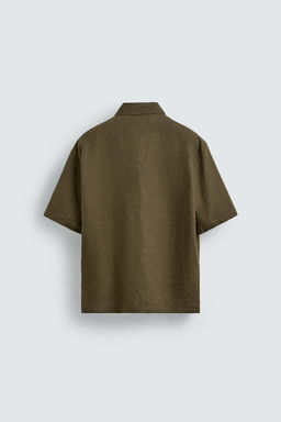 CAMISA RELAXED FIT 100%LINO / Khaki oscuro - Zara фото 9