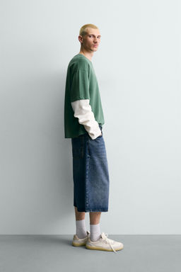 SUDADERA MANGA EFECTO DOBLE / Verde - Zara фото 4