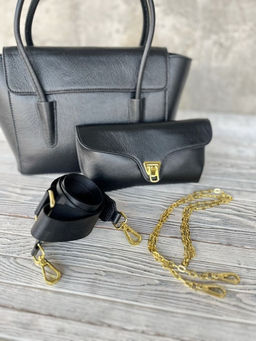 Женская кожаная сумка с клатчем 509286 Блек