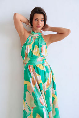 Martichelli Платье зелёное с принтом  фото 6