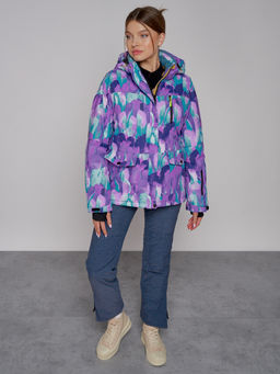 Горнолыжная куртка женская зимняя фиолетового цвета 2302-2F - Chunmai фото 4