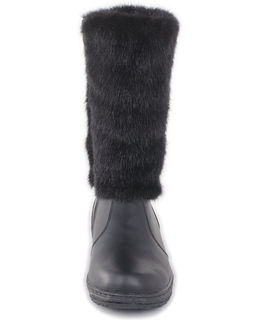 Унты женские на литой подошве. Черные., "Норка" черная. Молния.