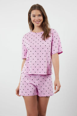 Trendyolmilla Beyaz %100 Pamuklu Puantiyeli ve Kalpli Sortlu Orme Pijama Tak?m? THMSS21PT1485 фото 65