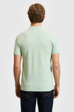 Erkek Slim Fit Polo Yaka Su Ye_ili Basic Ti__rt