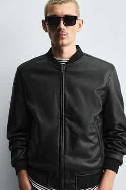 LEATHER EFFECT BOMBER JACKET - Zara фото 13