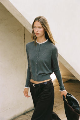 LACE TRIM COMBINATION CARDIGAN - Zara фото 2