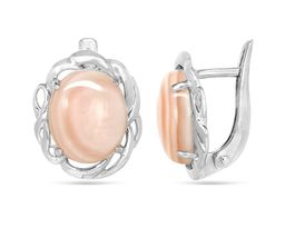 Серьги из серебра перламутр розовый, СПН4026